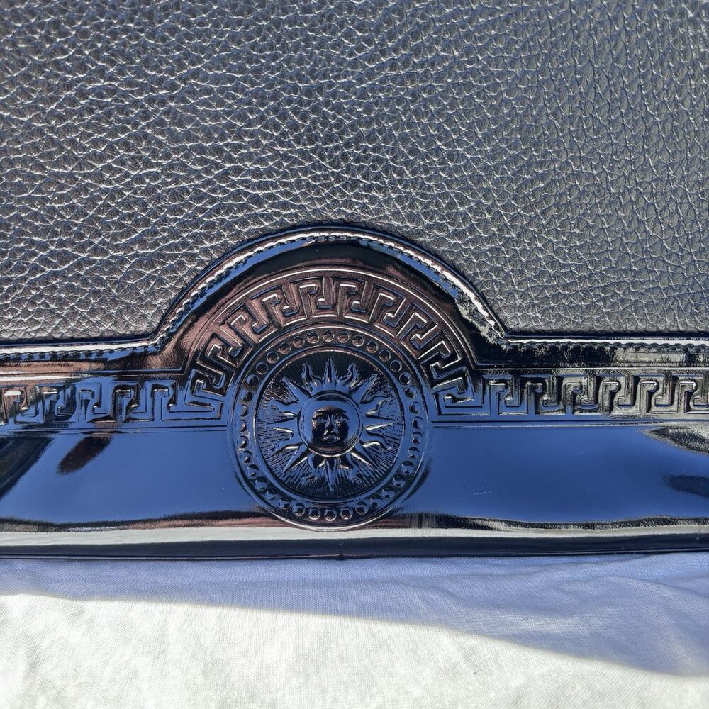 Gianni Versace Pebbled & Patent Leather Sun Shoulder Bag Black - Picture 3 of 15